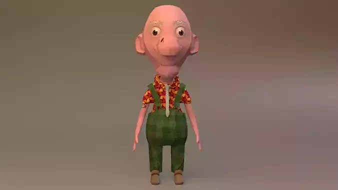 old man character Low-poly 3D model