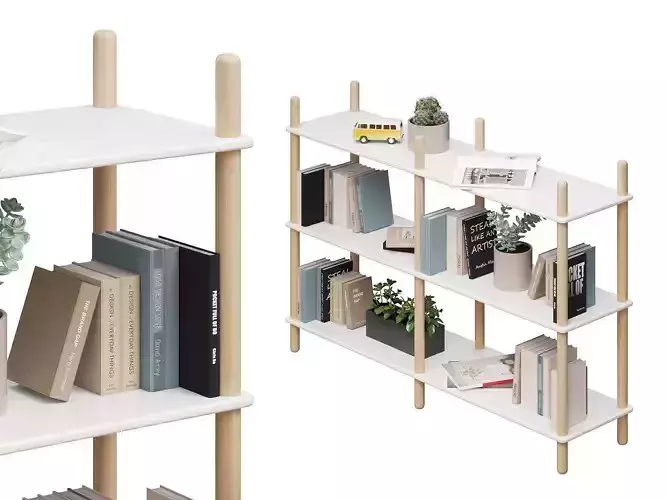 Bookshelf Olav-4 White 3D model