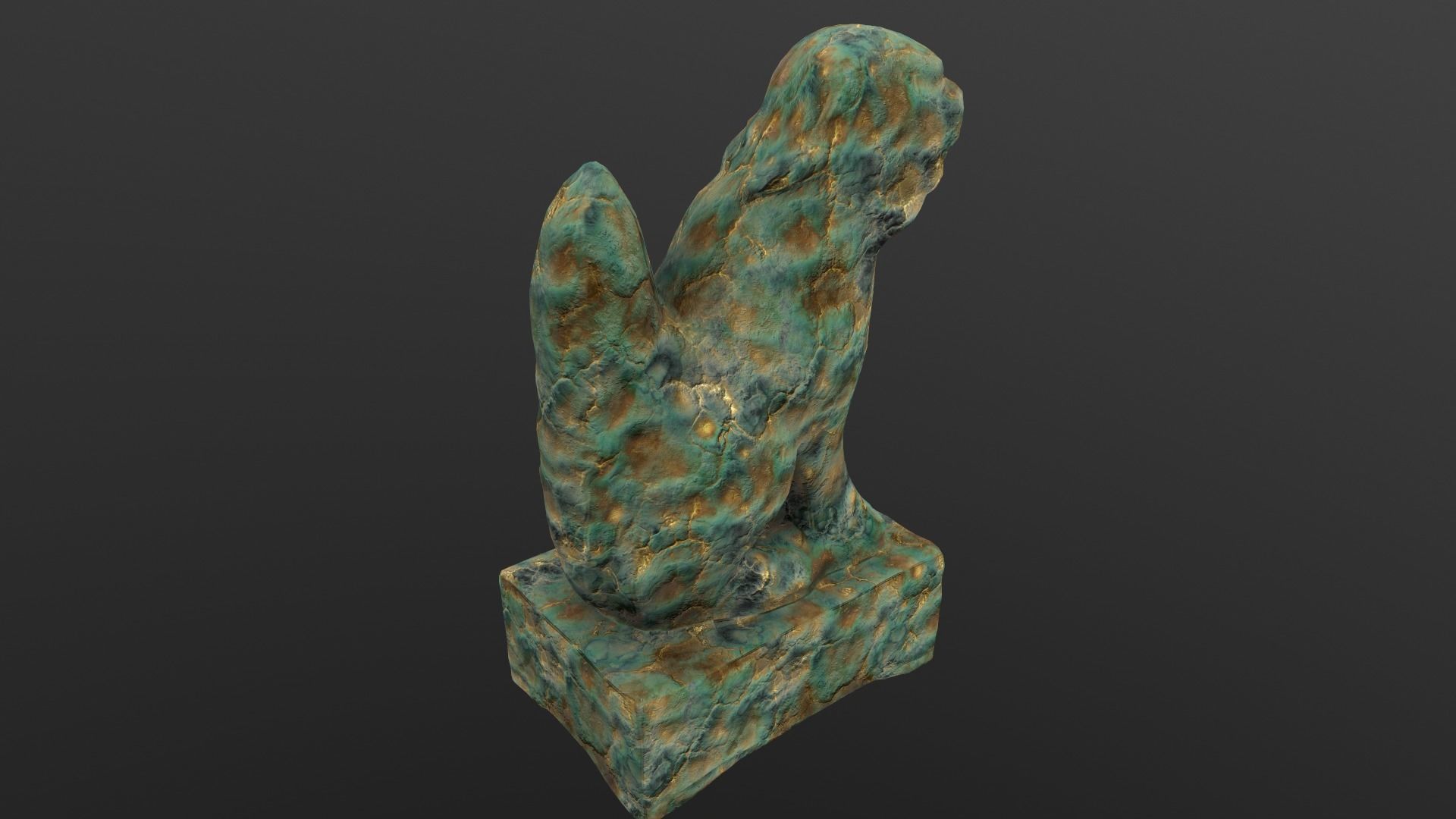 Dog Statue AR VR PBR Lowpoly with game ready 3d Model Low-poly 3D model_6