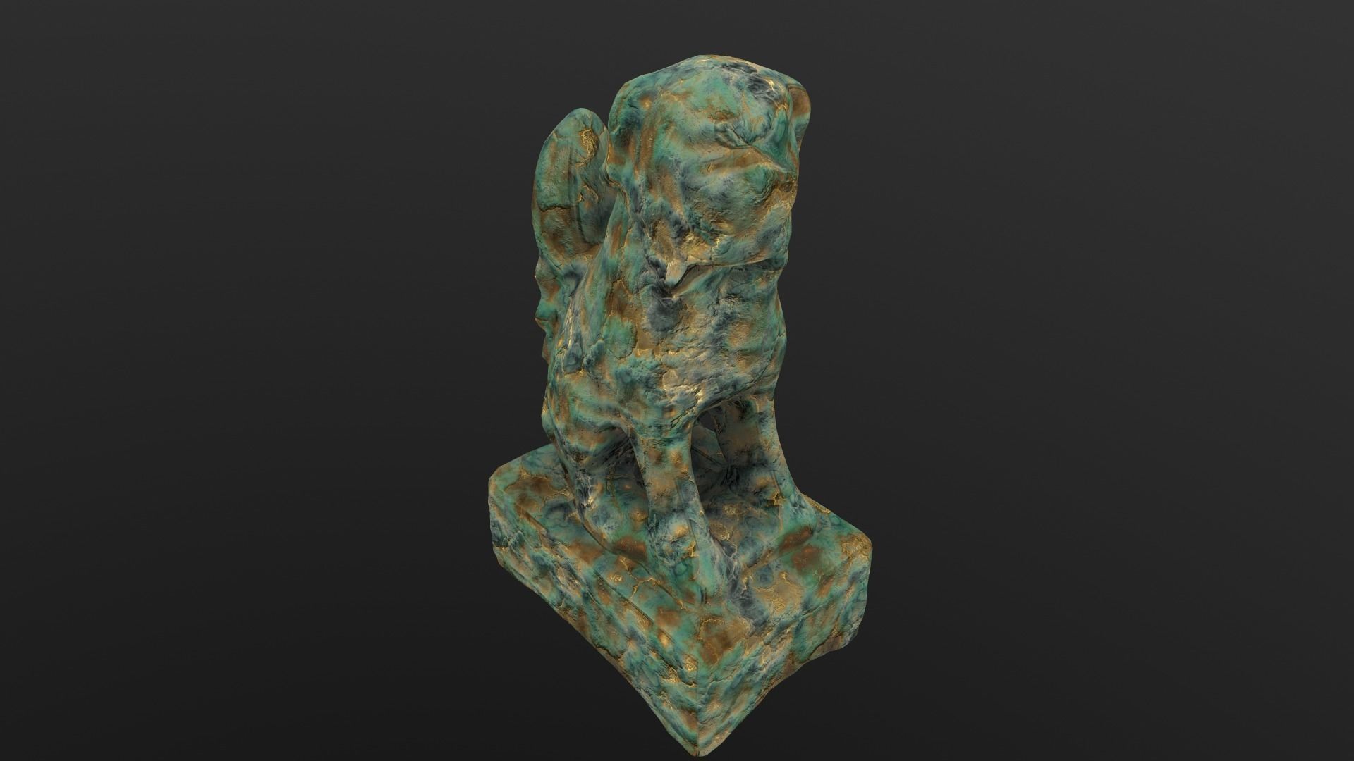 Dog Statue AR VR PBR Lowpoly with game ready 3d Model Low-poly 3D model_4