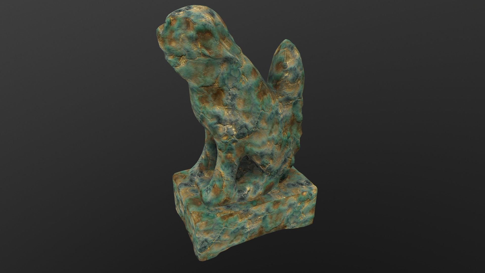 Dog Statue AR VR PBR Lowpoly with game ready 3d Model Low-poly 3D model_9