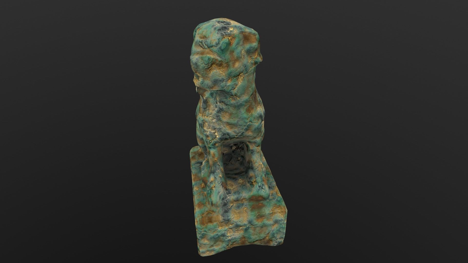 Dog Statue AR VR PBR Lowpoly with game ready 3d Model Low-poly 3D model_3