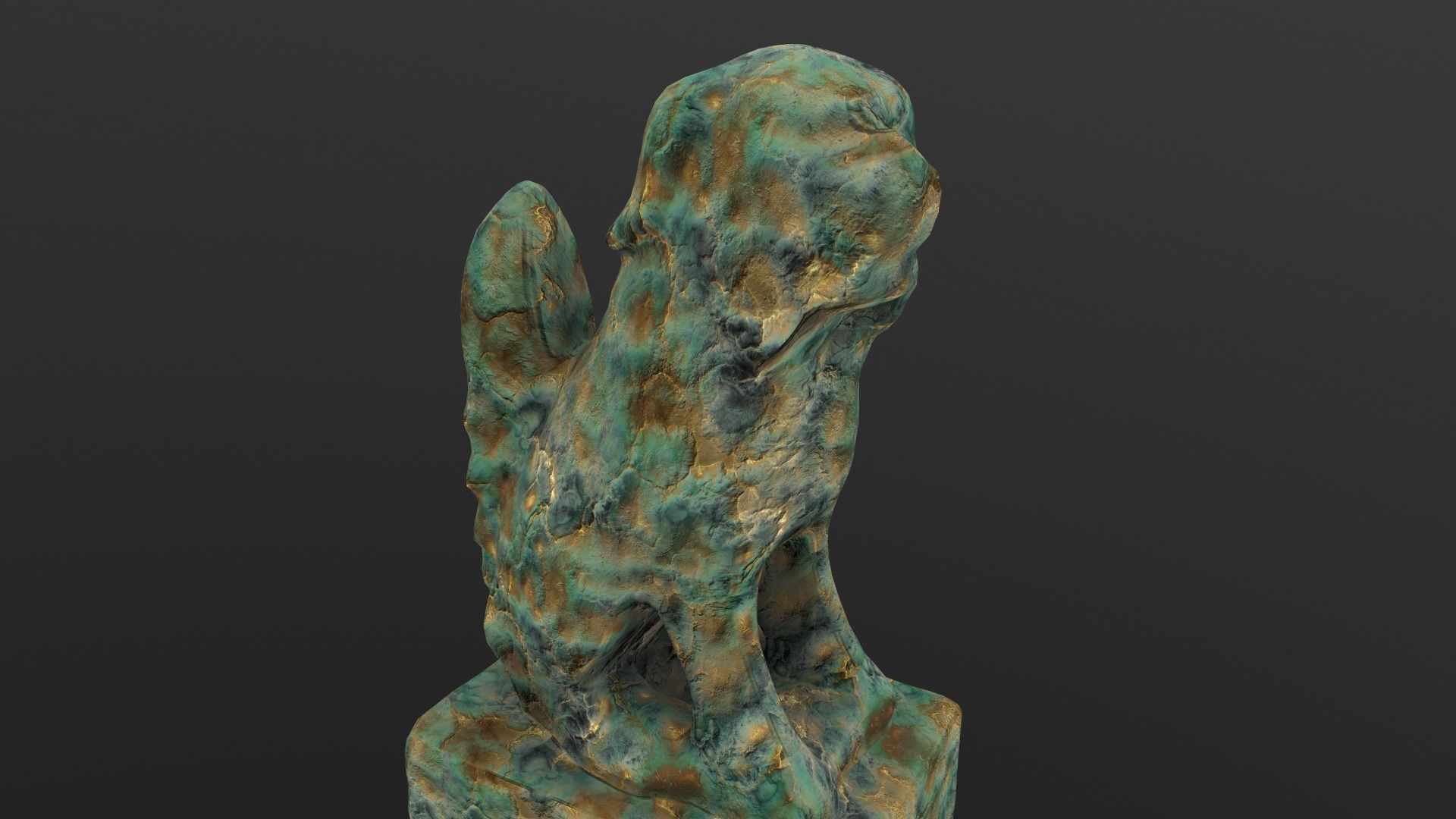 Dog Statue AR VR PBR Lowpoly with game ready 3d Model Low-poly 3D model_12