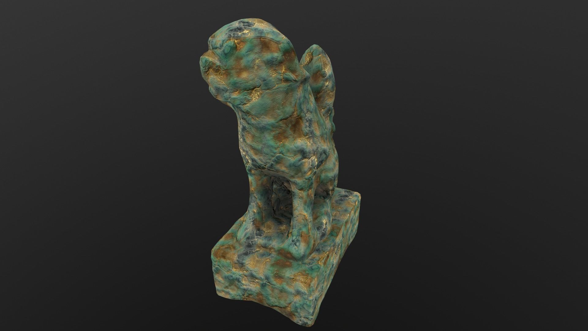 Dog Statue AR VR PBR Lowpoly with game ready 3d Model Low-poly 3D model_2