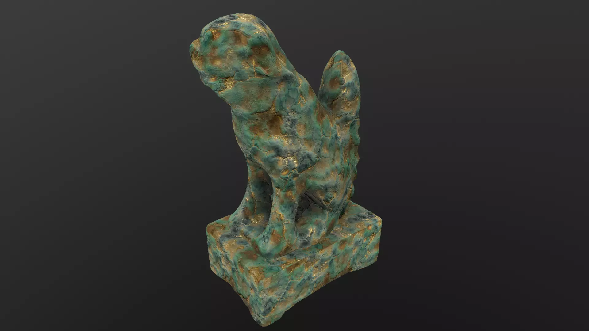 Dog Statue AR VR PBR Lowpoly with game ready 3d Model Low-poly 3D model_0
