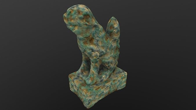 Dog Statue AR VR PBR  Lowpoly with game ready 3d Model Low-poly 3D model