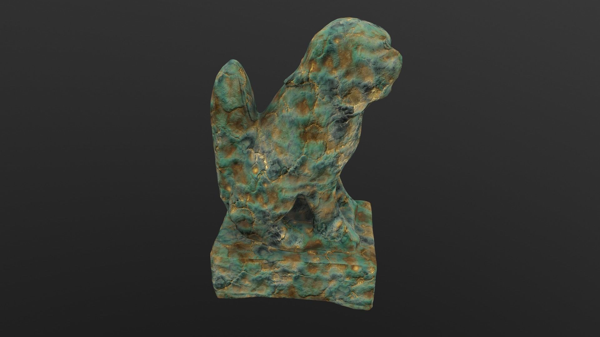 Dog Statue AR VR PBR Lowpoly with game ready 3d Model Low-poly 3D model_5