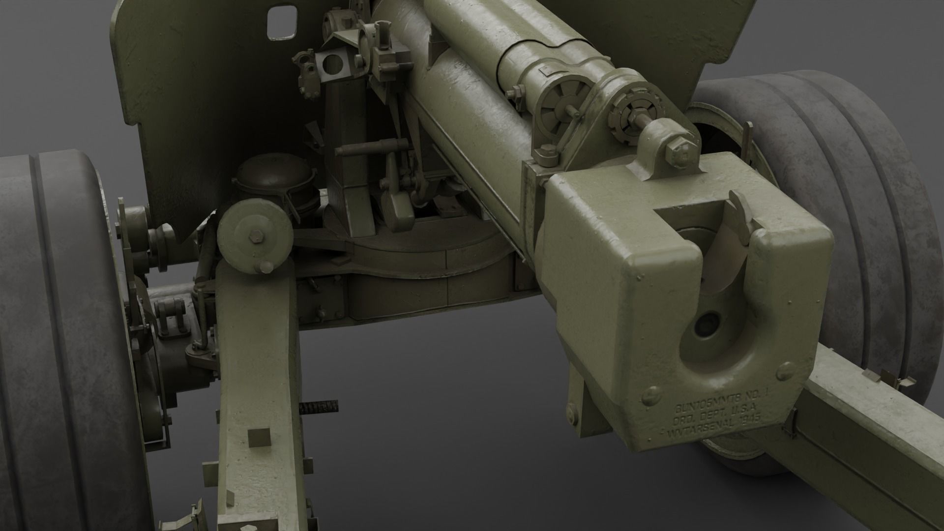 T8 105mm Anti Tank Gun Low-poly 3D model_7