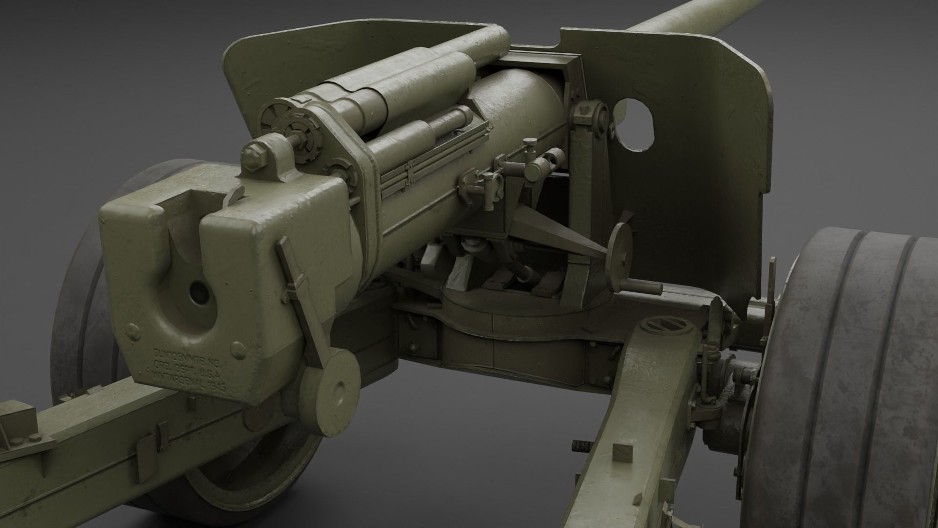 T8 105mm Anti Tank Gun Low-poly 3D model_9