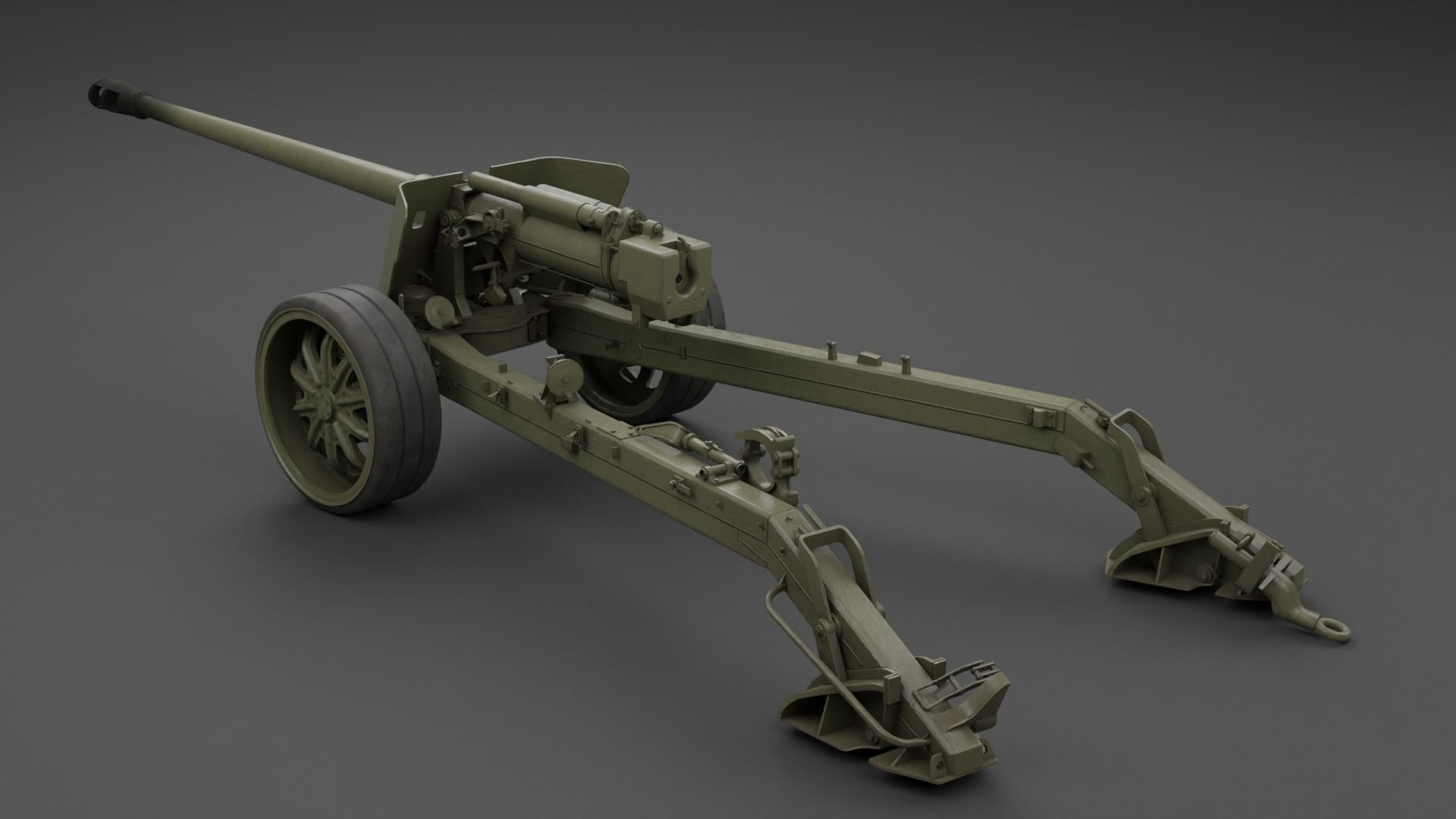 T8 105mm Anti Tank Gun Low-poly 3D model_6