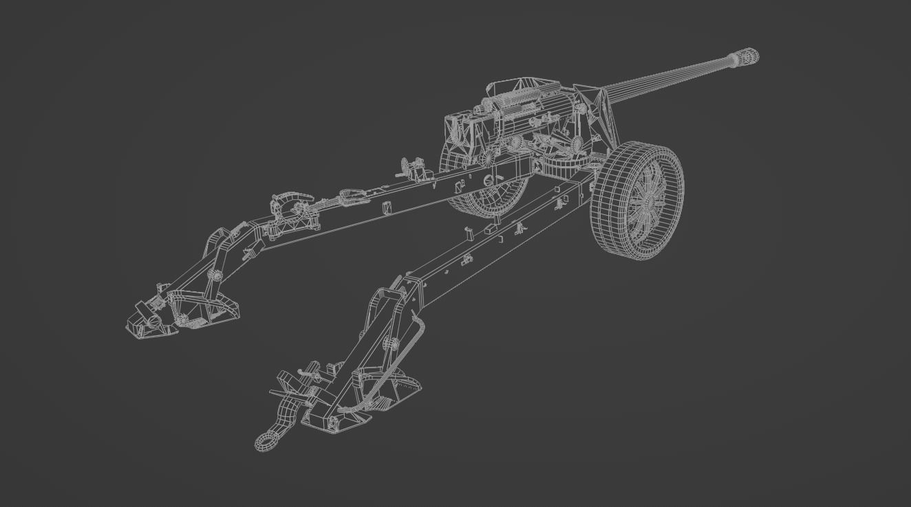 T8 105mm Anti Tank Gun Low-poly 3D model_13