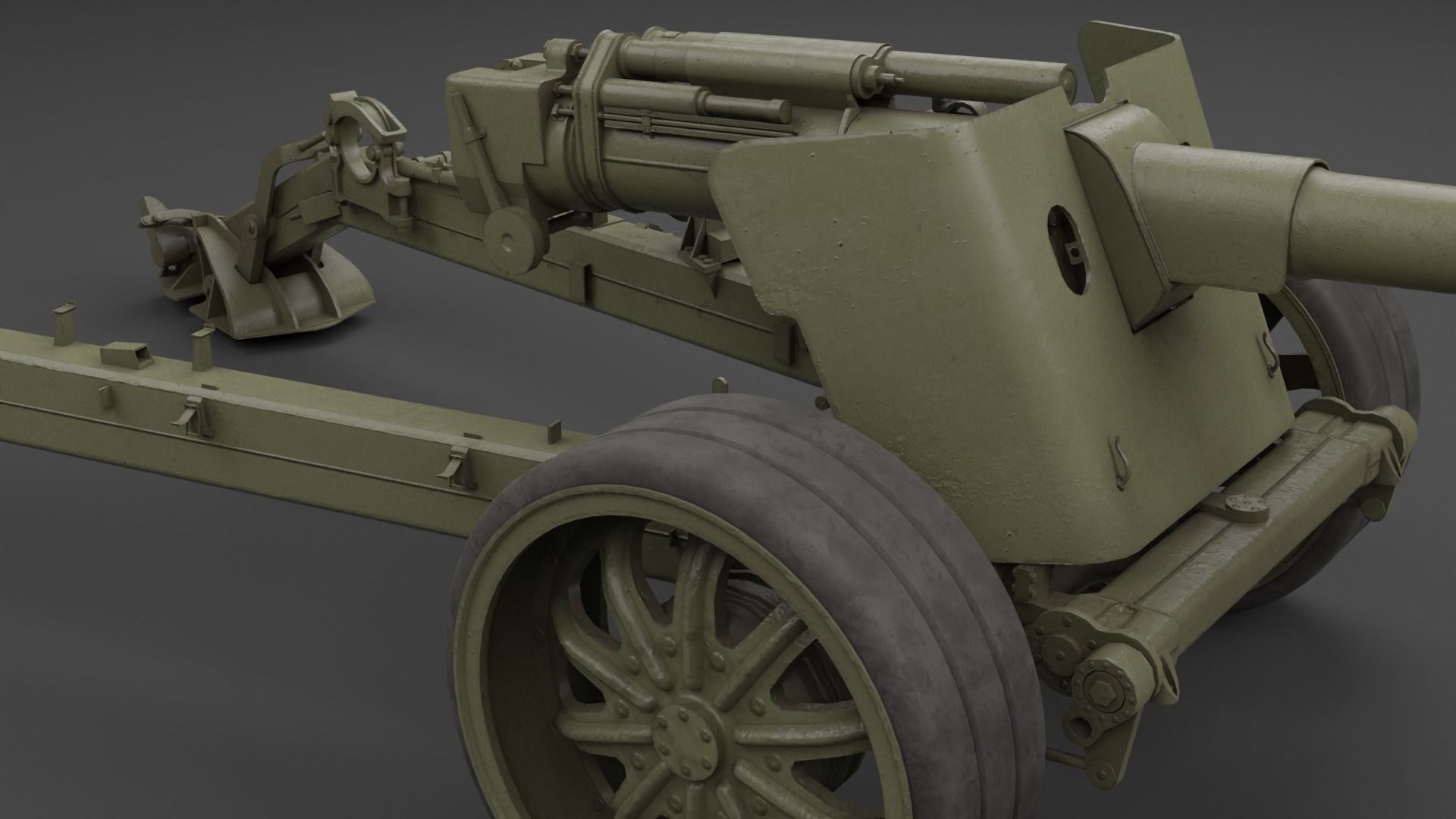 T8 105mm Anti Tank Gun Low-poly 3D model_8