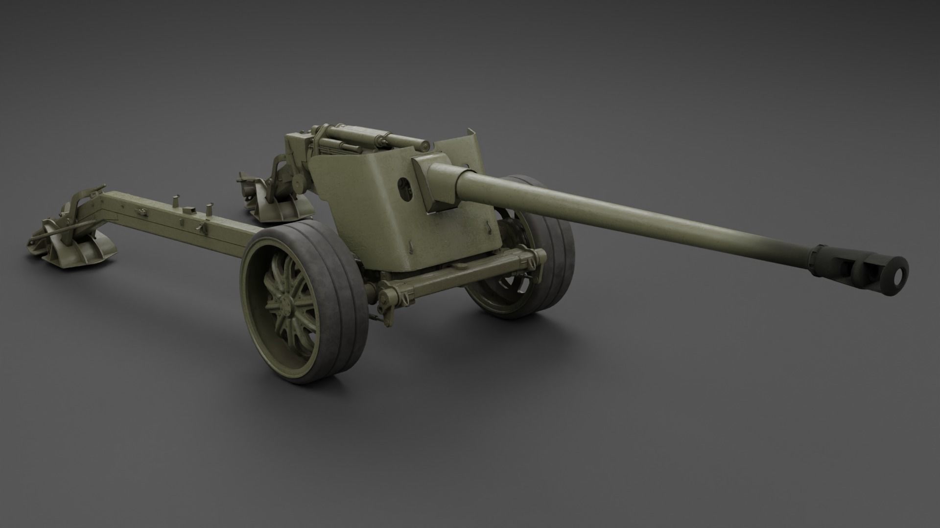 T8 105mm Anti Tank Gun Low-poly 3D model_4