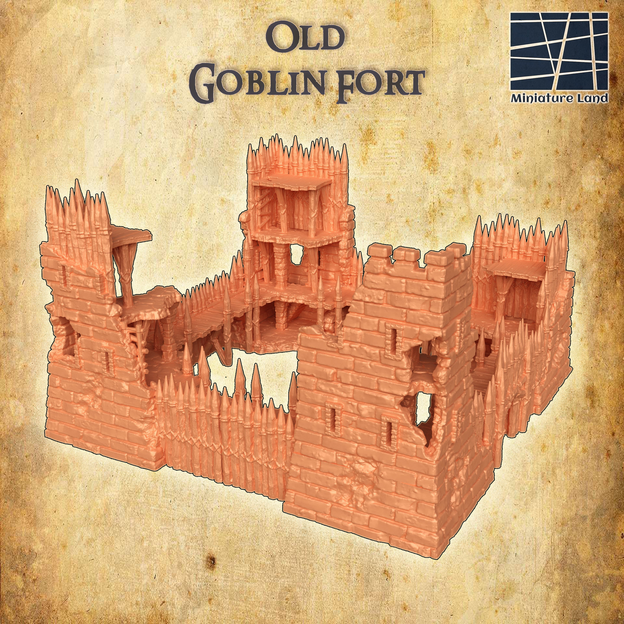 Modular Goblin Fort Tabletop Terrain 28 MM 3D print model_1