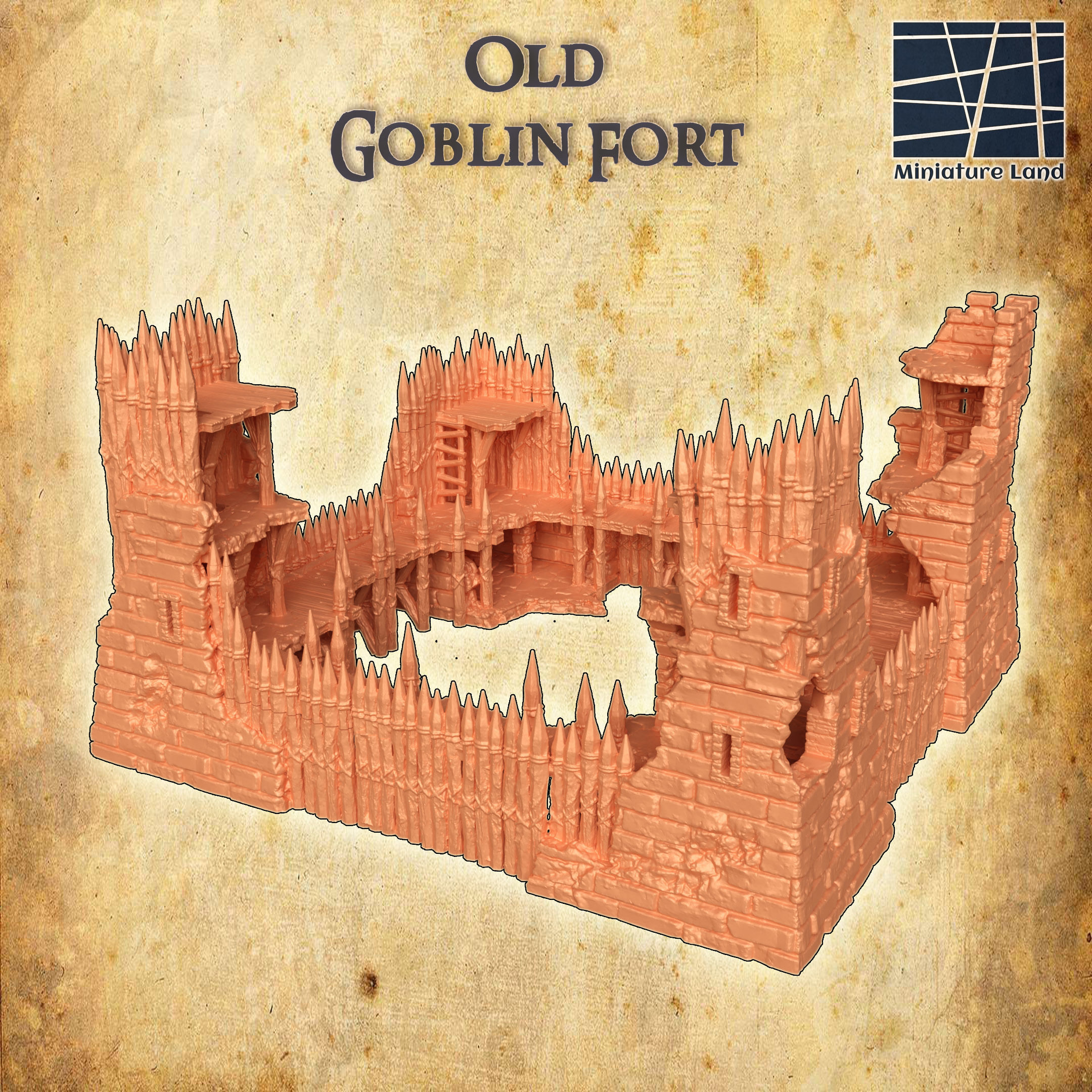 Modular Goblin Fort Tabletop Terrain 28 MM 3D print model_2