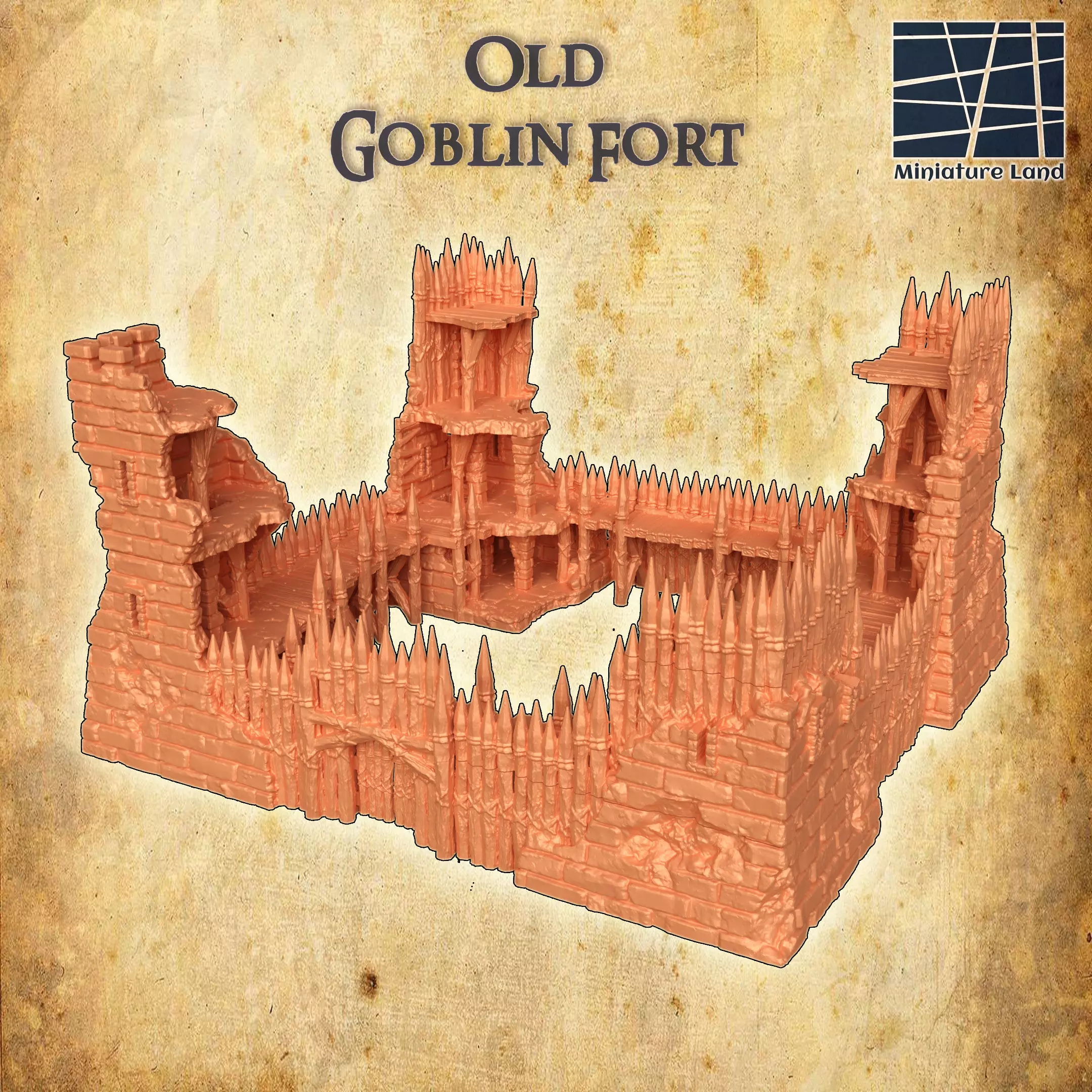 Modular Goblin Fort Tabletop Terrain 28 MM 3D print model_0