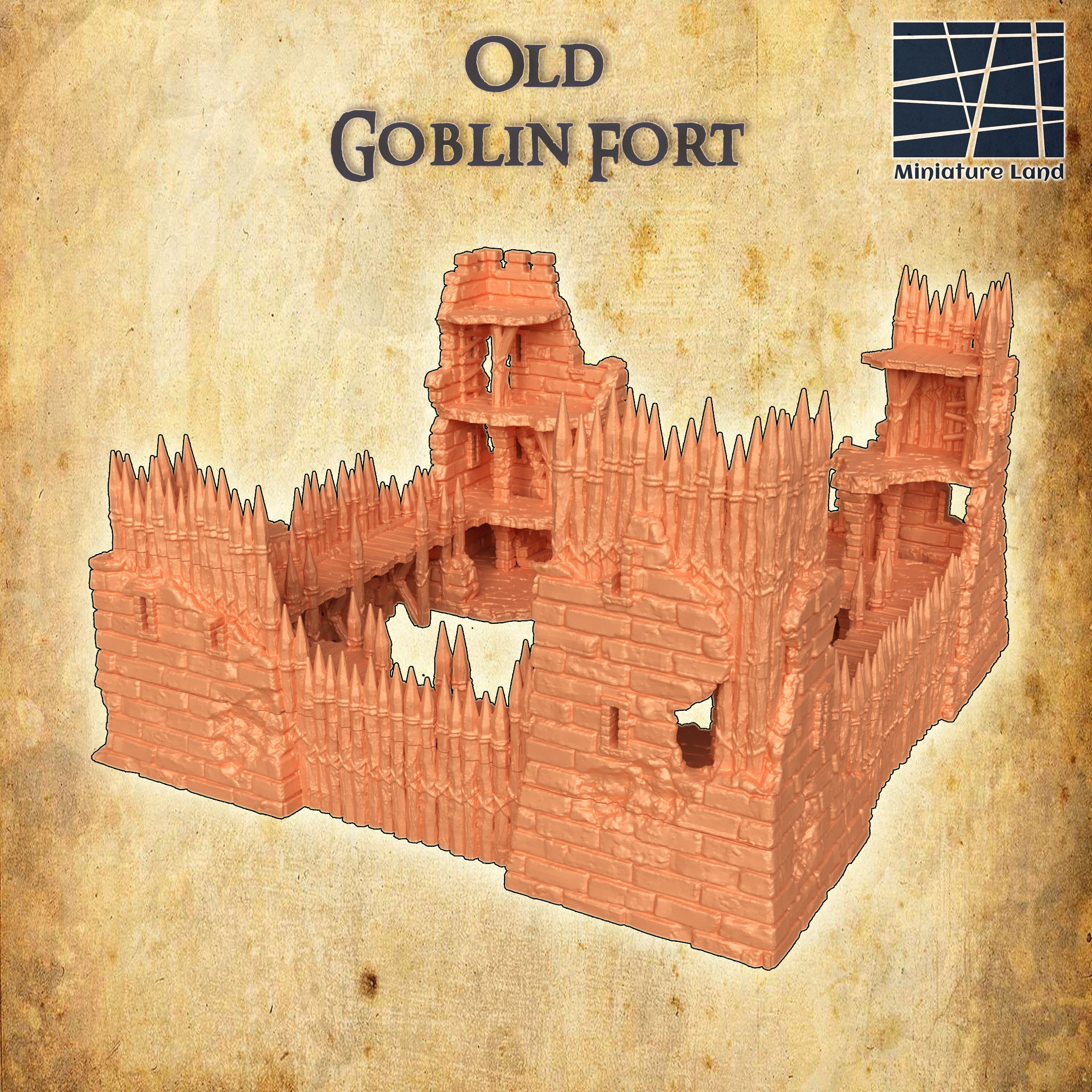 Modular Goblin Fort Tabletop Terrain 28 MM 3D print model_3