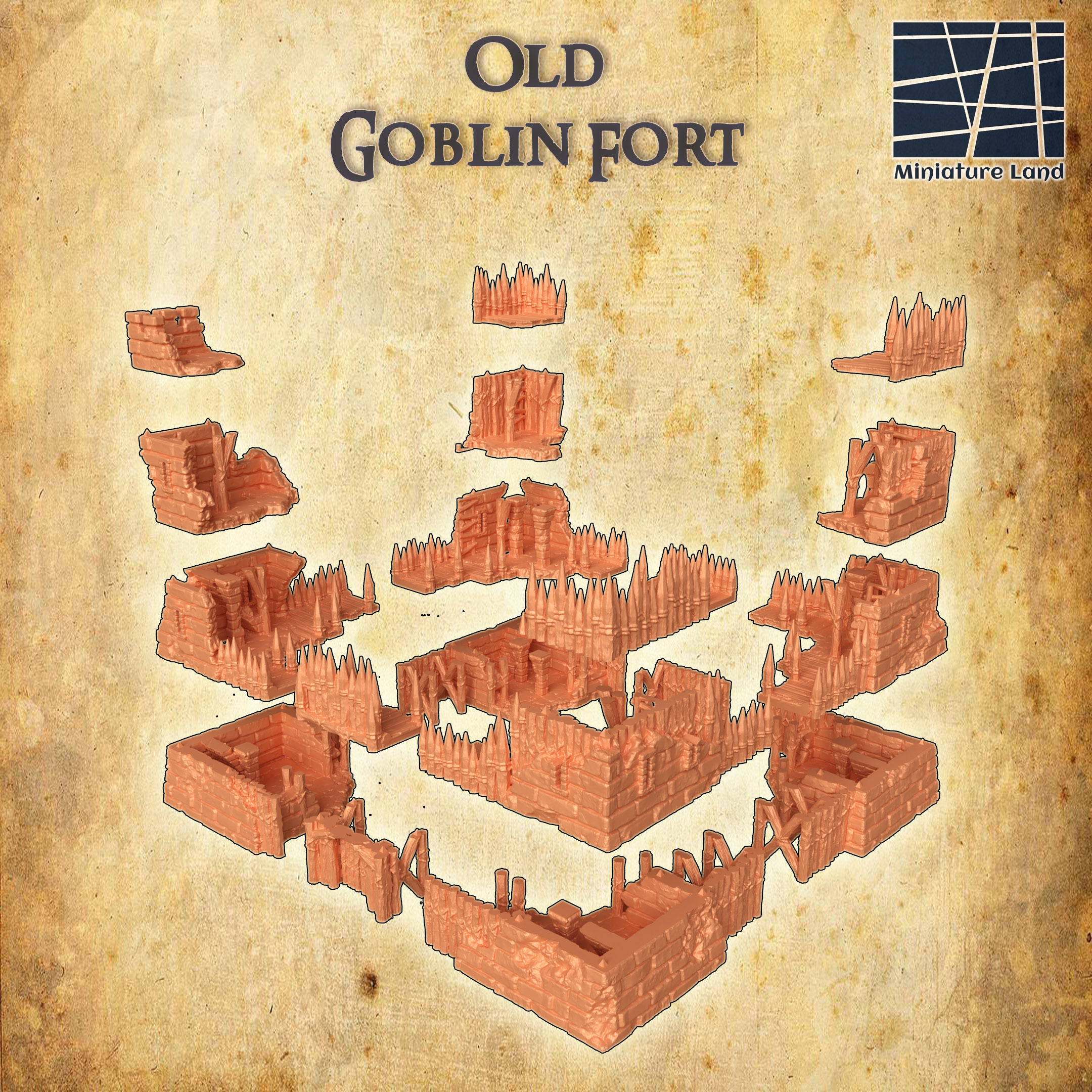 Modular Goblin Fort Tabletop Terrain 28 MM 3D print model_4