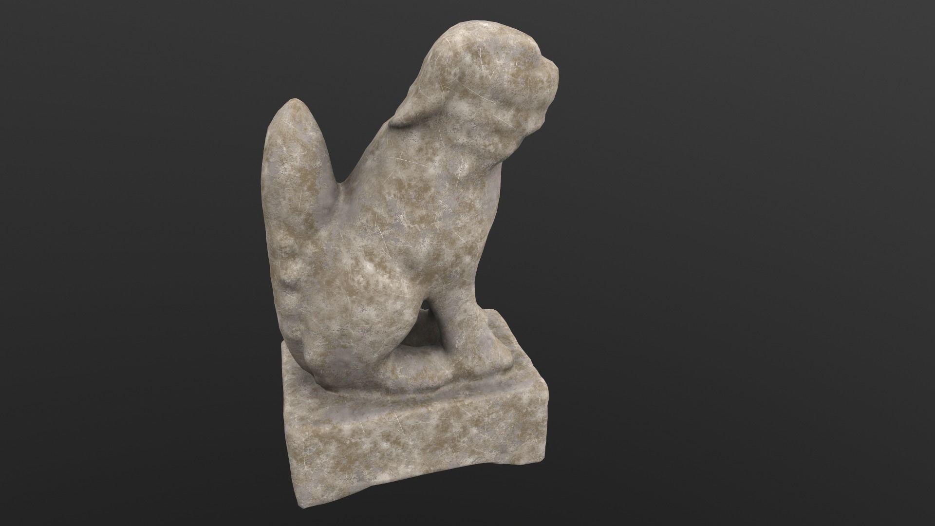 Dog Statue AR VR PBR  Lowpoly with game ready 3d Model Low-poly 3D model_6