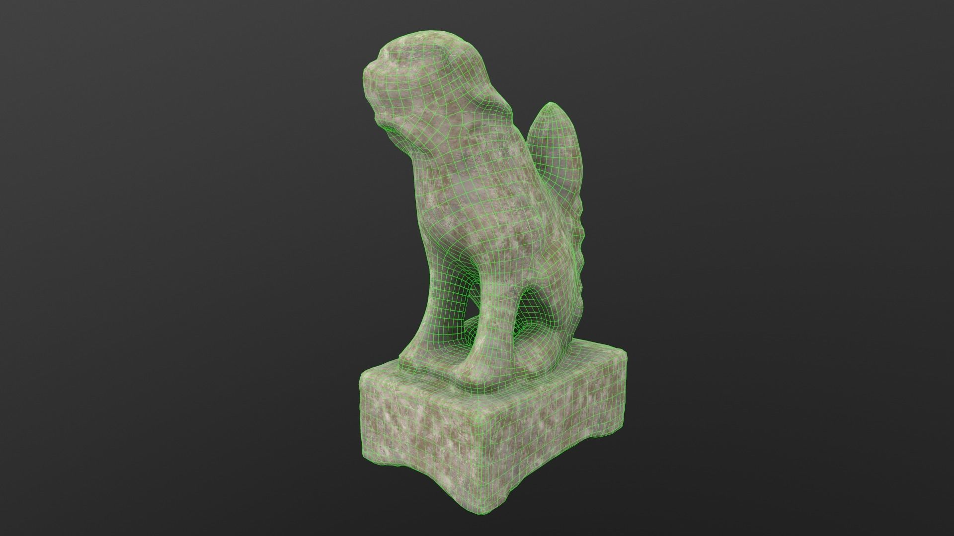 Dog Statue AR VR PBR  Lowpoly with game ready 3d Model Low-poly 3D model_12
