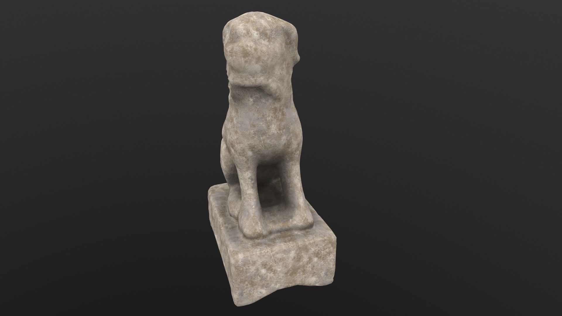 Dog Statue AR VR PBR  Lowpoly with game ready 3d Model Low-poly 3D model_7