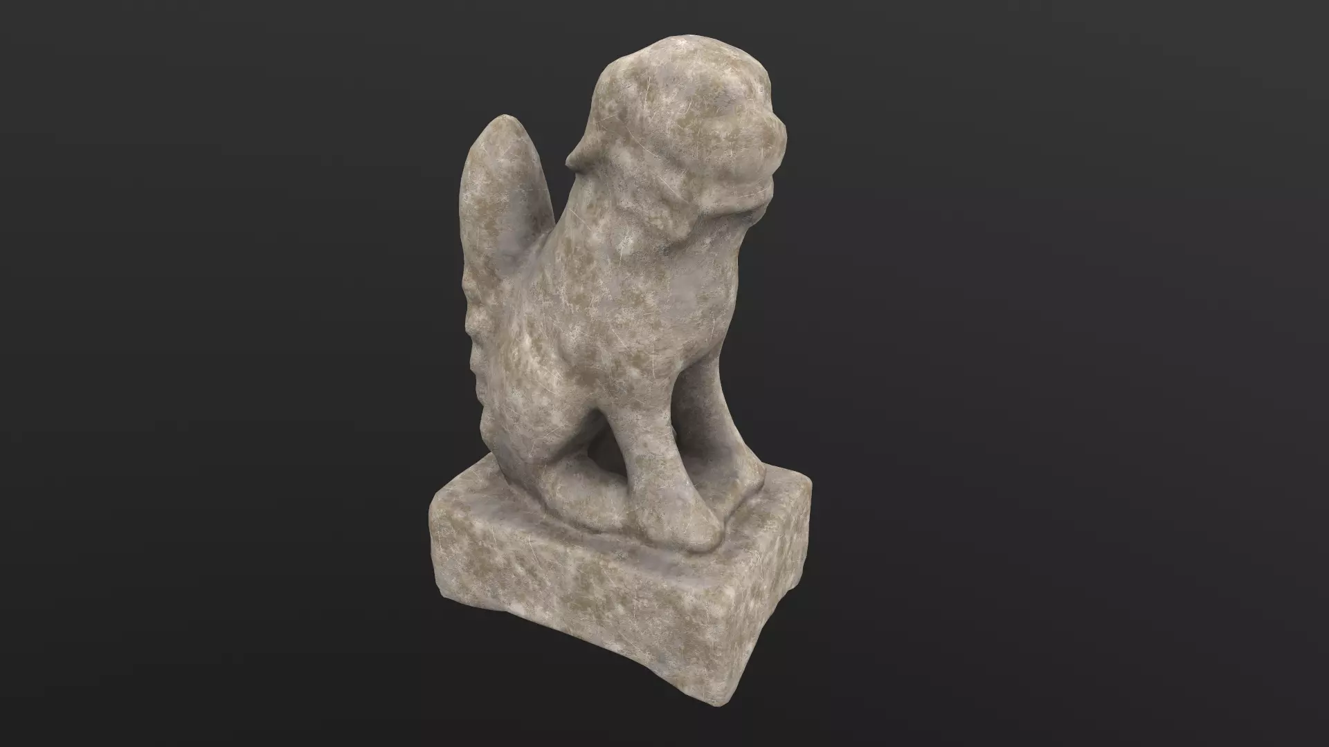 Dog Statue AR VR PBR  Lowpoly with game ready 3d Model Low-poly 3D model_0