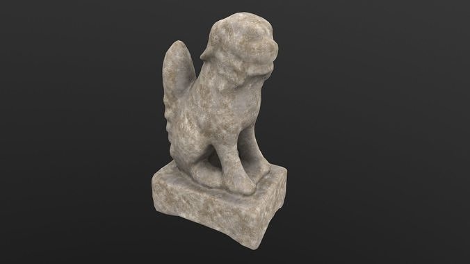 Dog Statue AR VR PBR  Lowpoly with game ready 3d Model Low-poly 3D model