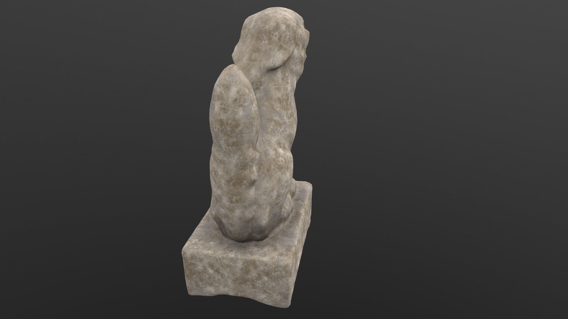 Dog Statue AR VR PBR  Lowpoly with game ready 3d Model Low-poly 3D model_5