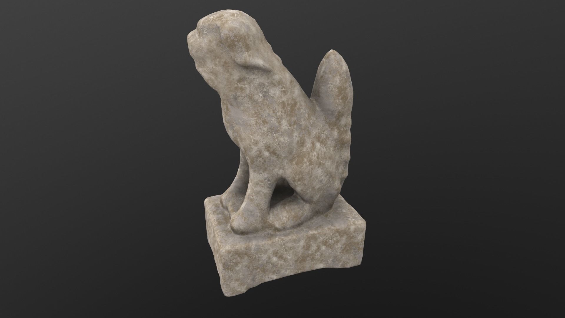 Dog Statue AR VR PBR  Lowpoly with game ready 3d Model Low-poly 3D model_3