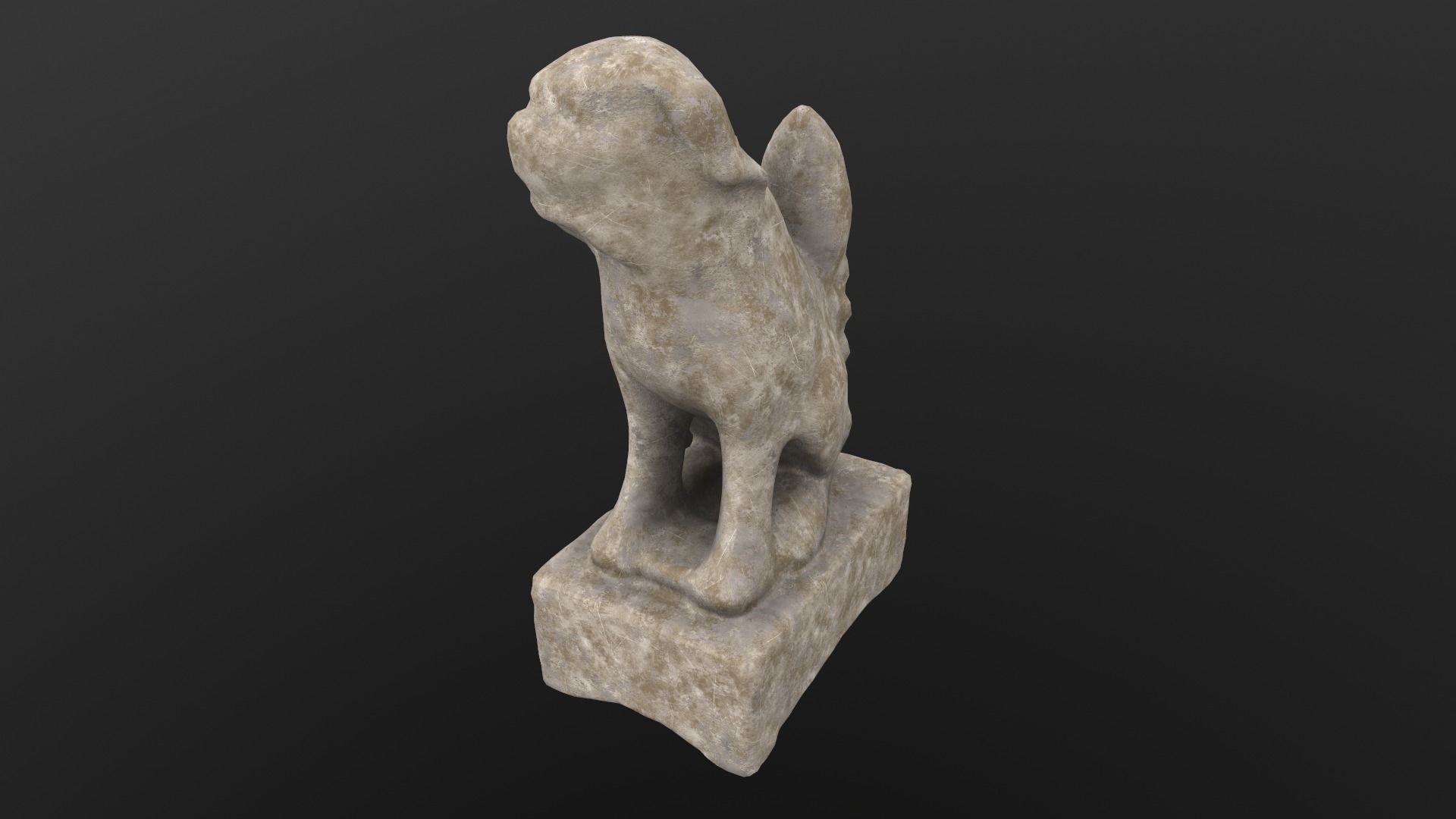 Dog Statue AR VR PBR  Lowpoly with game ready 3d Model Low-poly 3D model_2