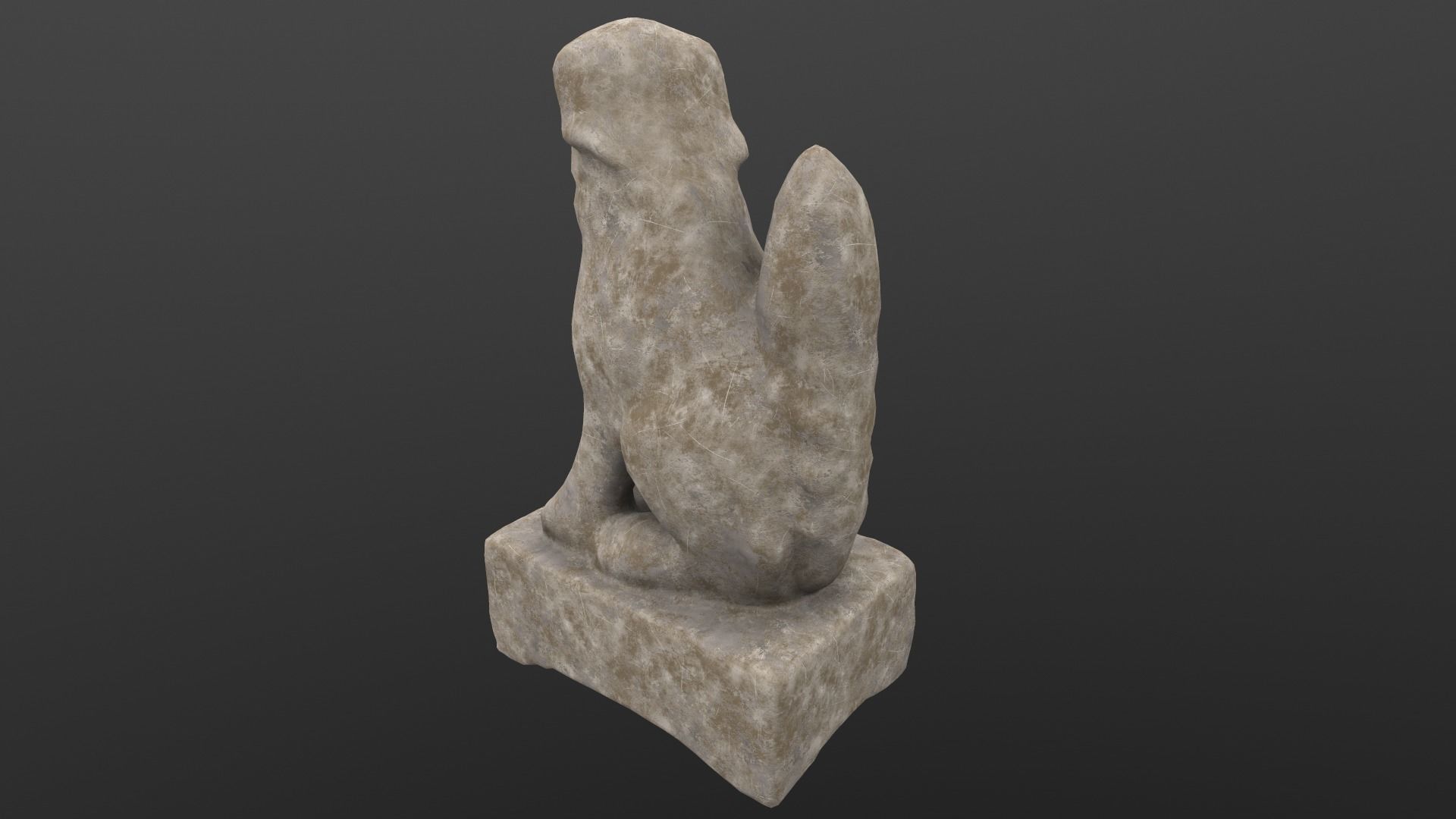 Dog Statue AR VR PBR  Lowpoly with game ready 3d Model Low-poly 3D model_4