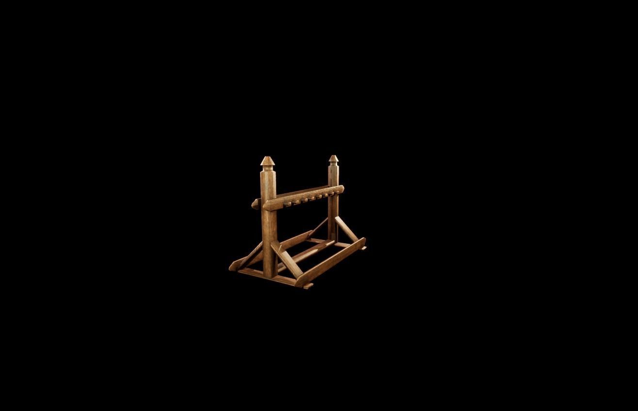 Wooden Weapon Rack Low-poly 3D model_1