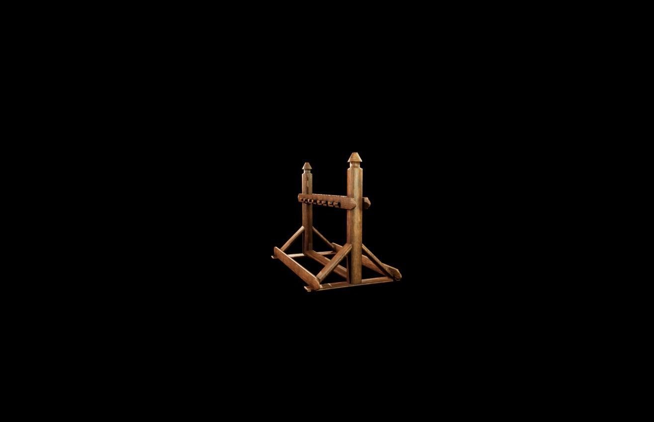 Wooden Weapon Rack Low-poly 3D model_3