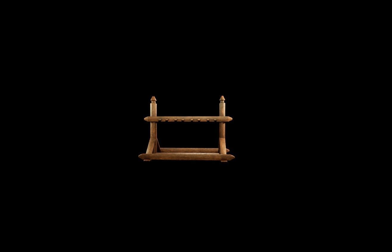Wooden Weapon Rack Low-poly 3D model_4