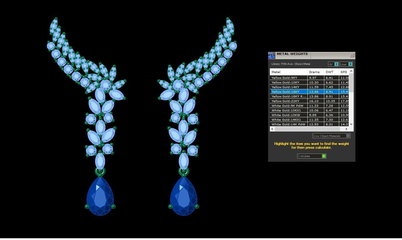 Pear ruby and Diamond Earrings 3D print model_4