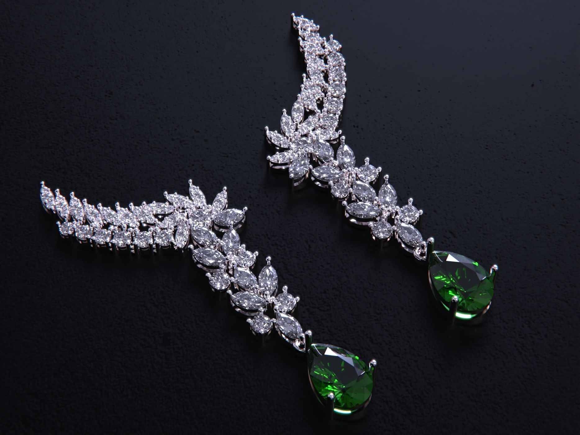 Pear ruby and Diamond Earrings 3D print model_1