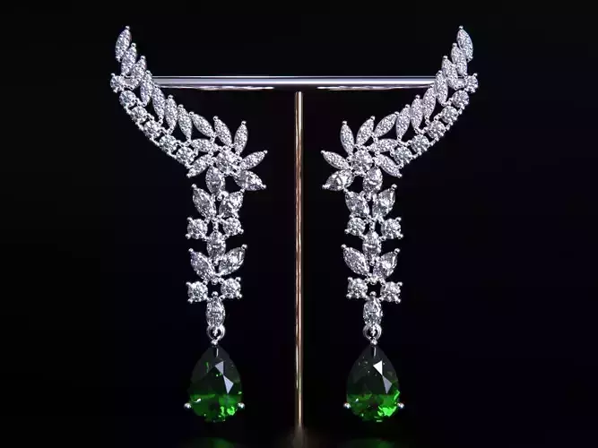 Pear ruby and Diamond Earrings