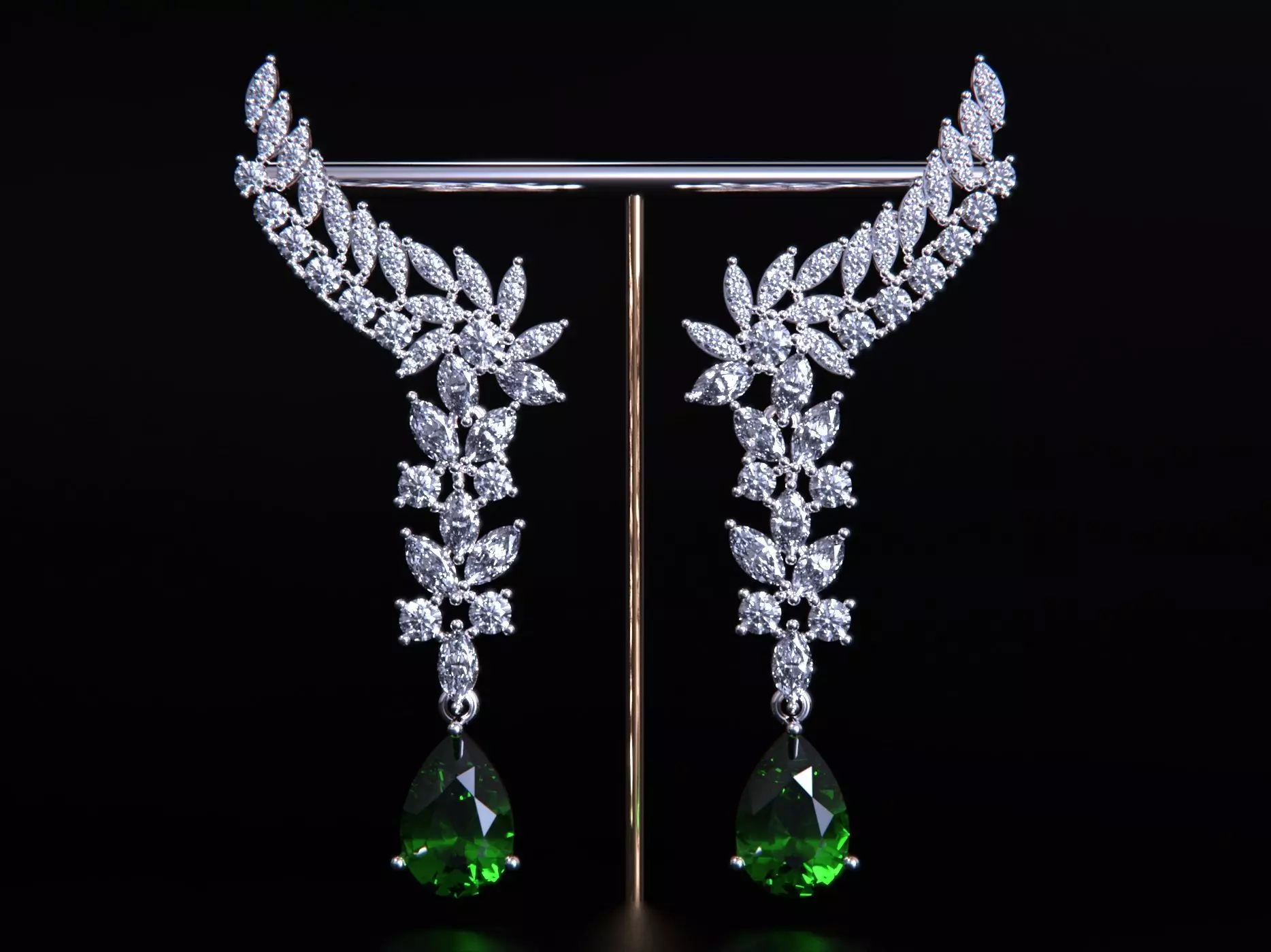 Pear ruby and Diamond Earrings 3D print model_0