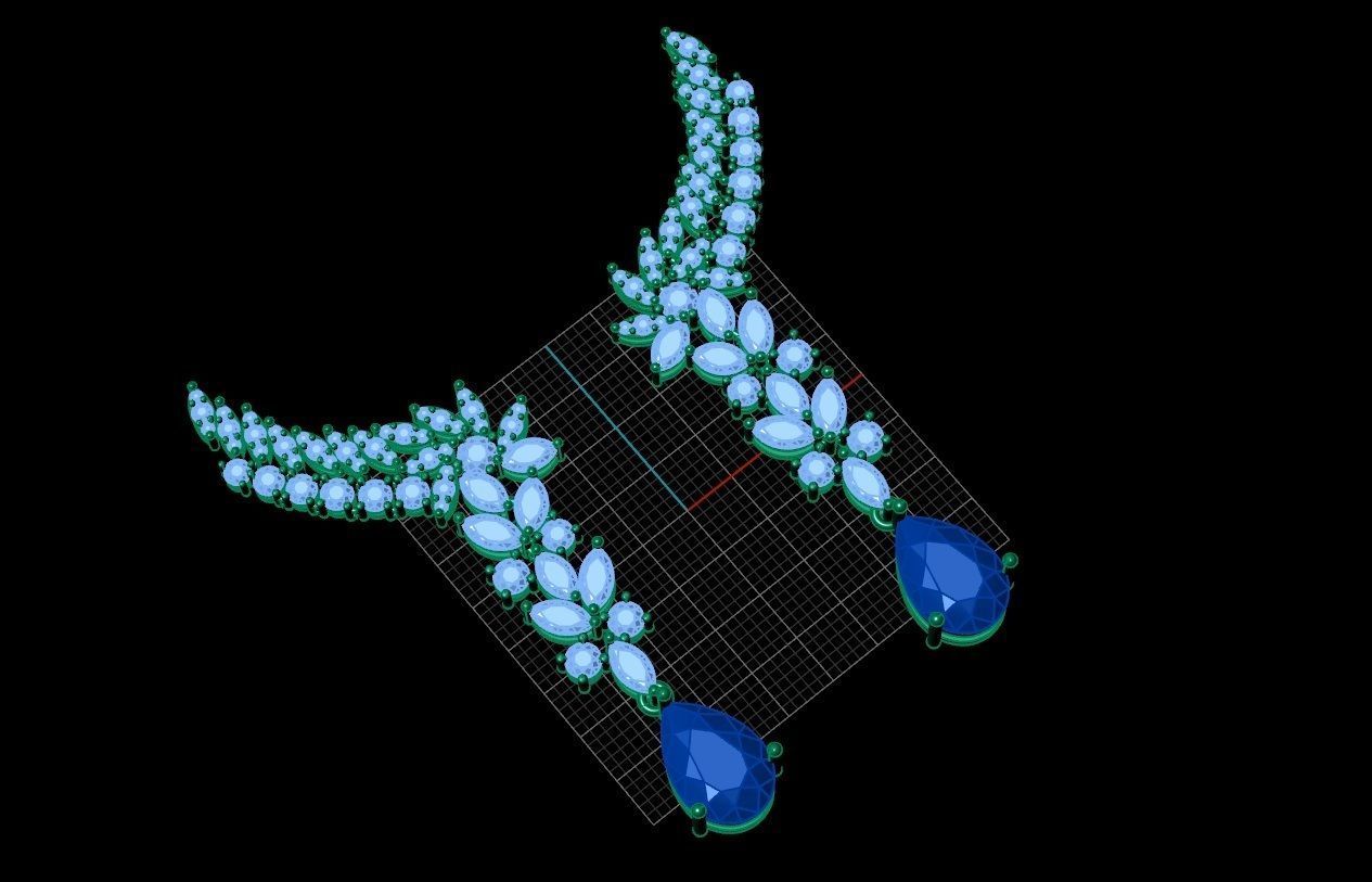 Pear ruby and Diamond Earrings 3D print model_7