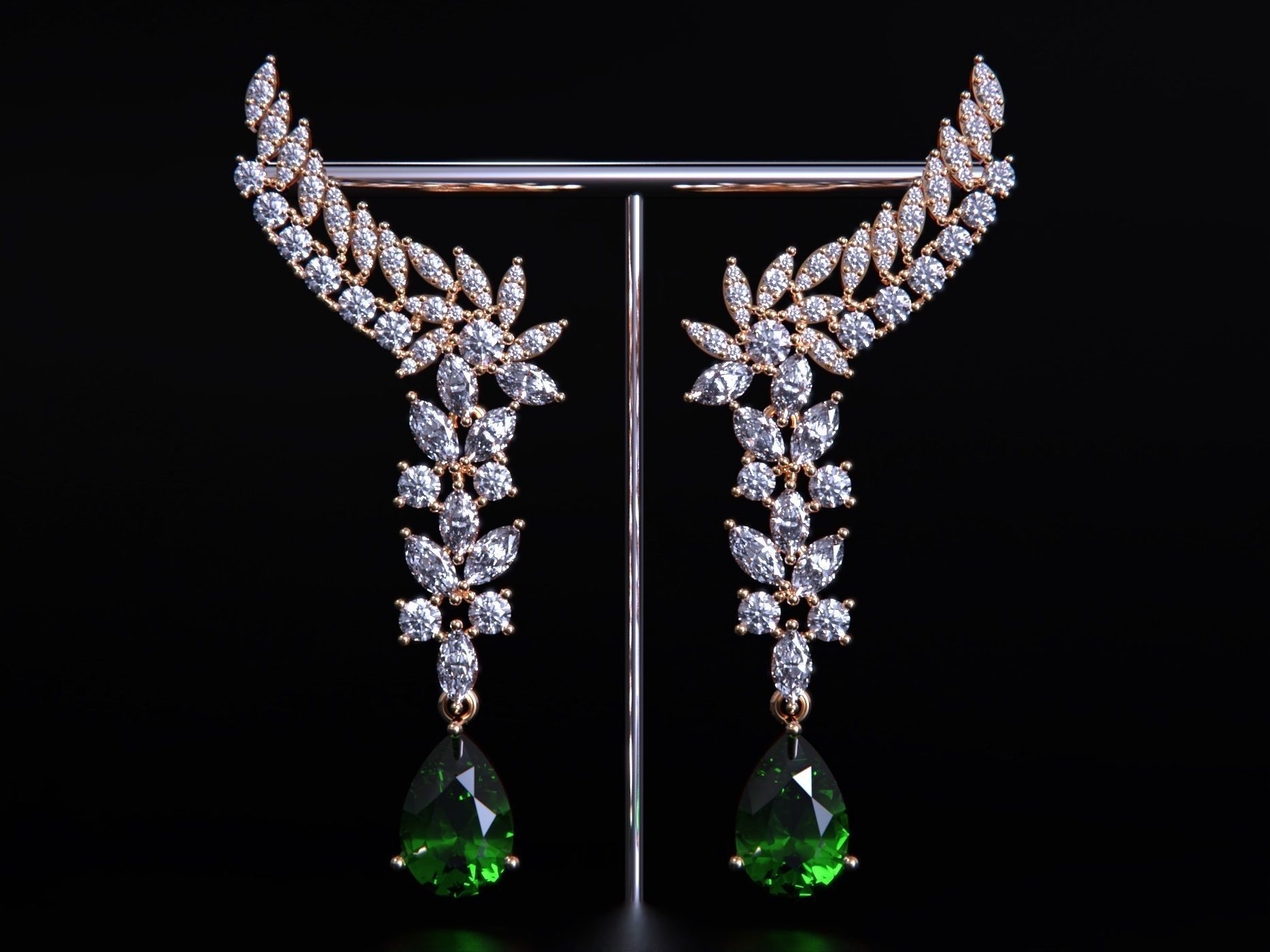 Pear ruby and Diamond Earrings 3D print model_8