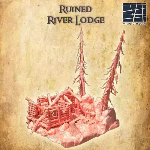 Ruined River House Tabletop Terrain 28 MM 3D print model