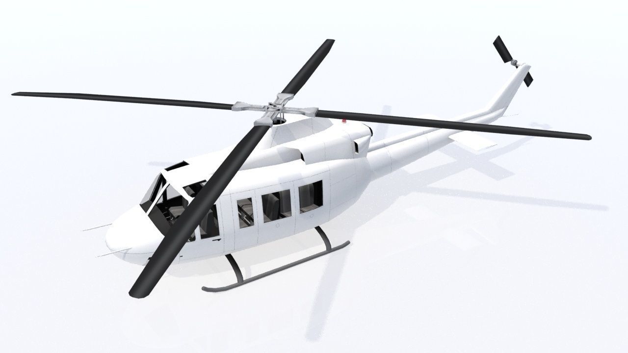 Bell B412 Static Helicopter Low Poly blank Low-poly 3D model_2