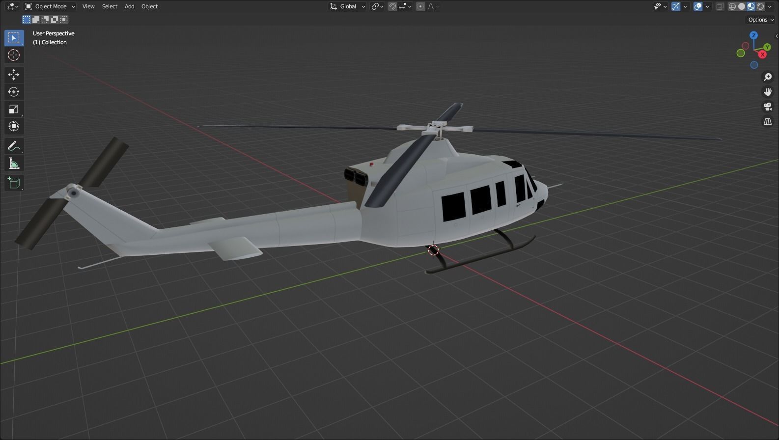 Bell B412 Static Helicopter Low Poly blank Low-poly 3D model_11