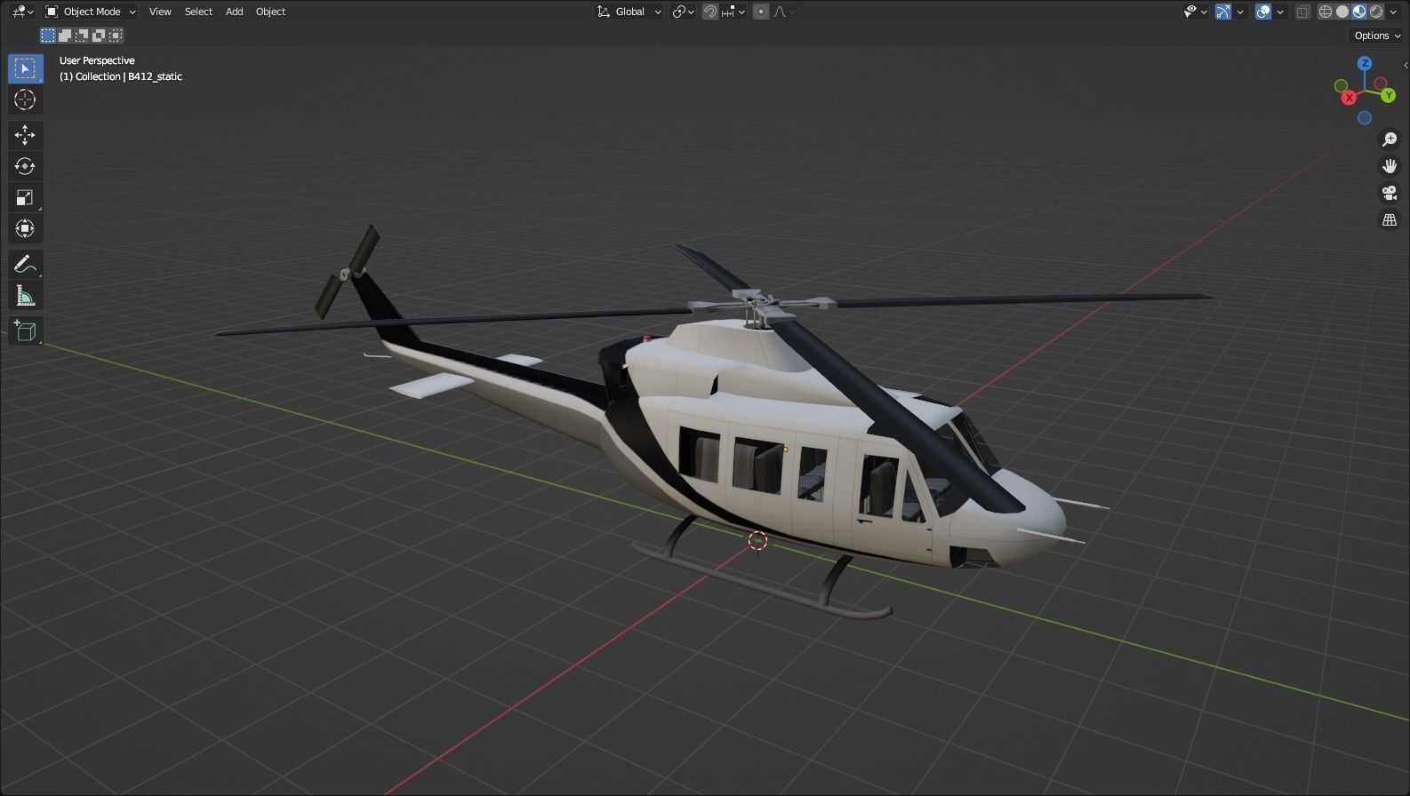 Bell B412 Static Helicopter Low Poly blank Low-poly 3D model_12