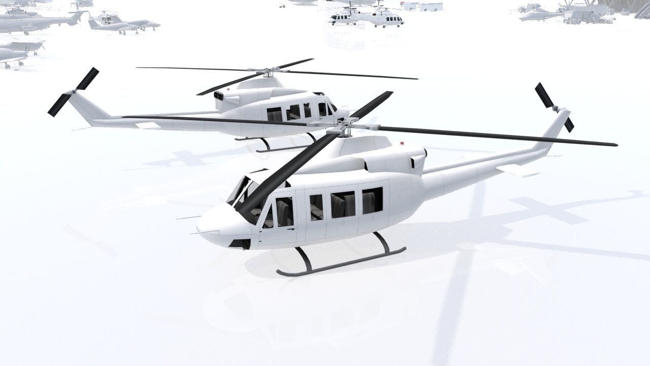 Bell B412 Static Helicopter Low Poly blank Low-poly 3D model_4