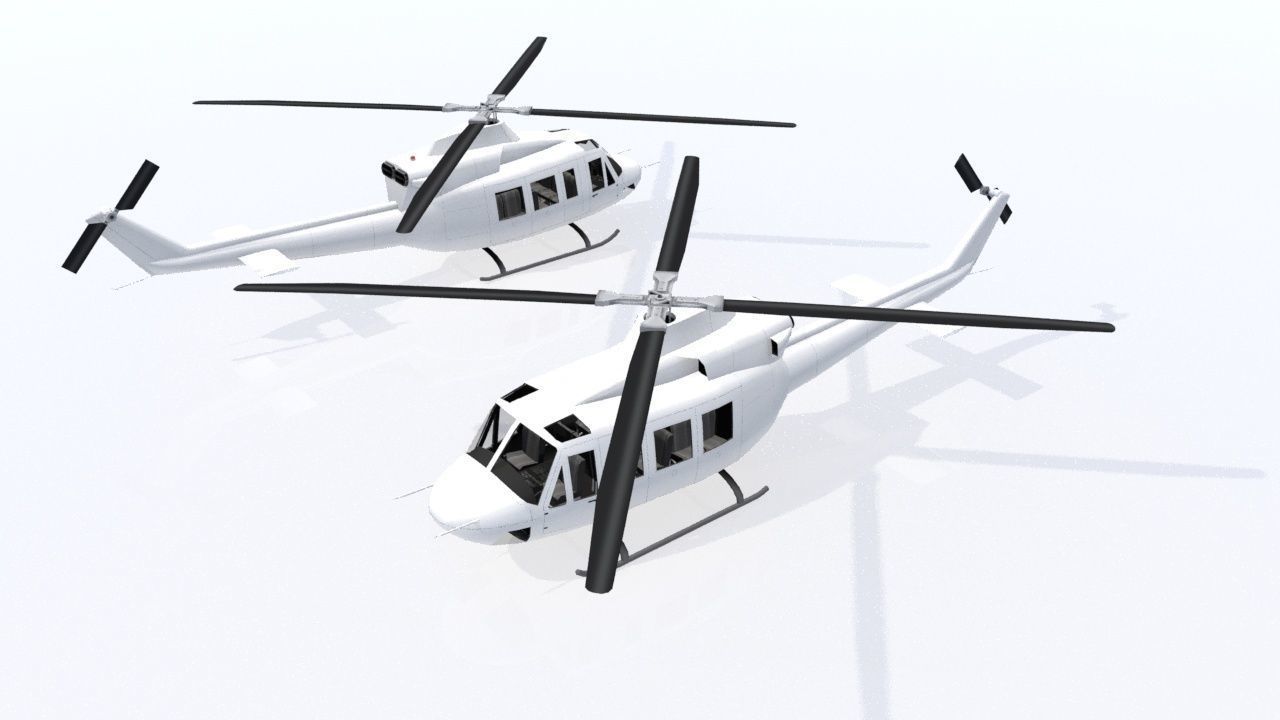 Bell B412 Static Helicopter Low Poly blank Low-poly 3D model_5
