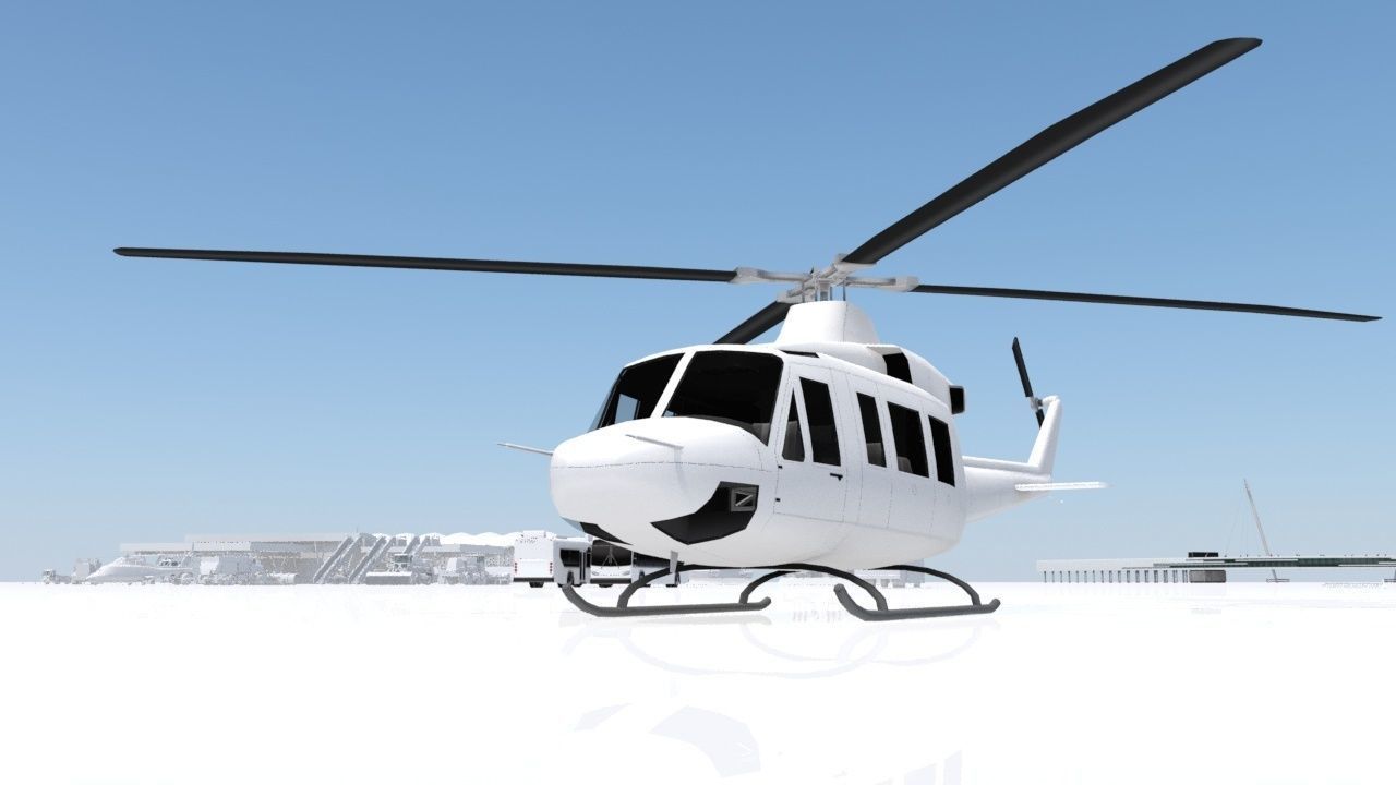 Bell B412 Static Helicopter Low Poly blank Low-poly 3D model_8