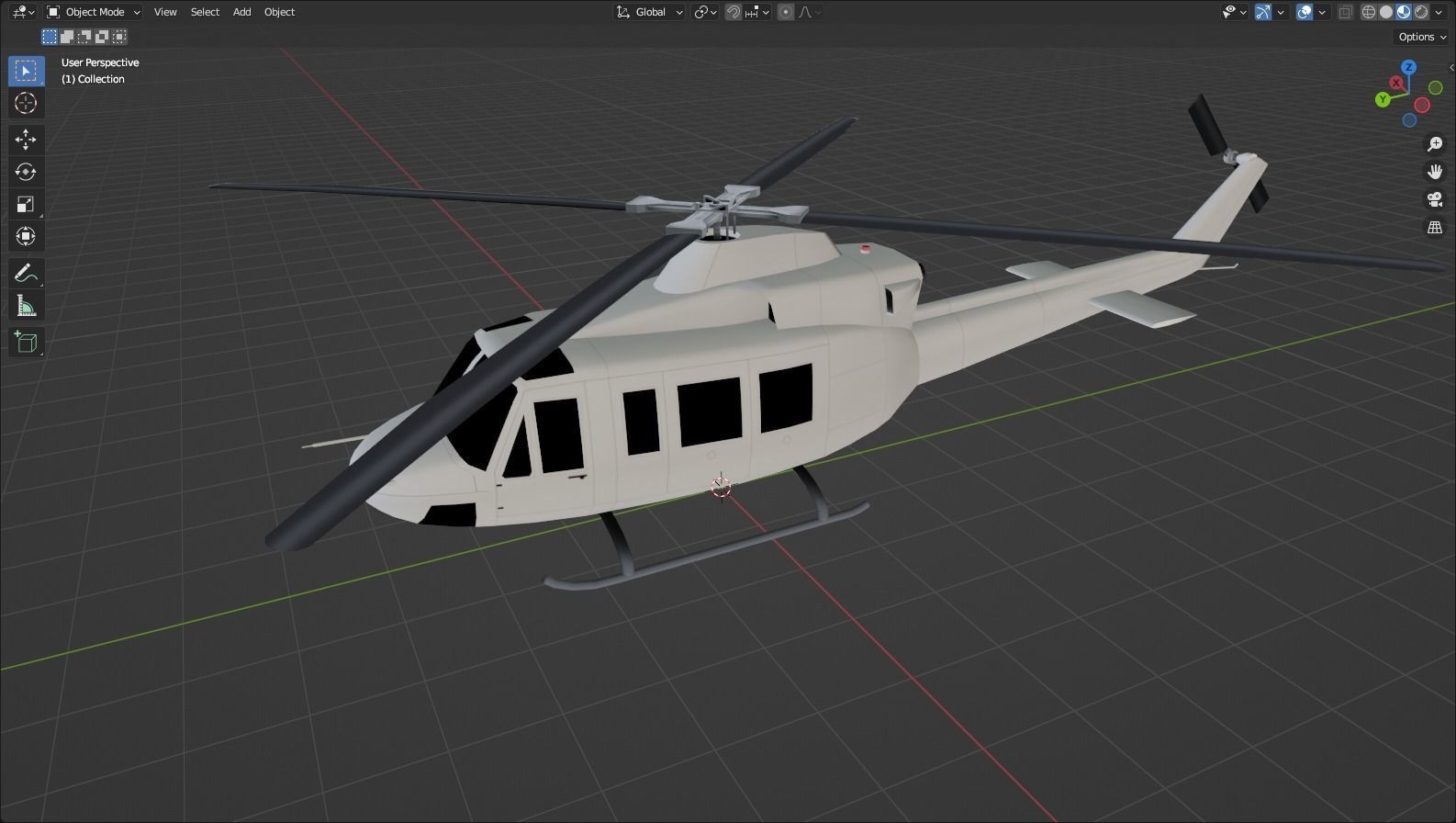 Bell B412 Static Helicopter Low Poly blank Low-poly 3D model_10