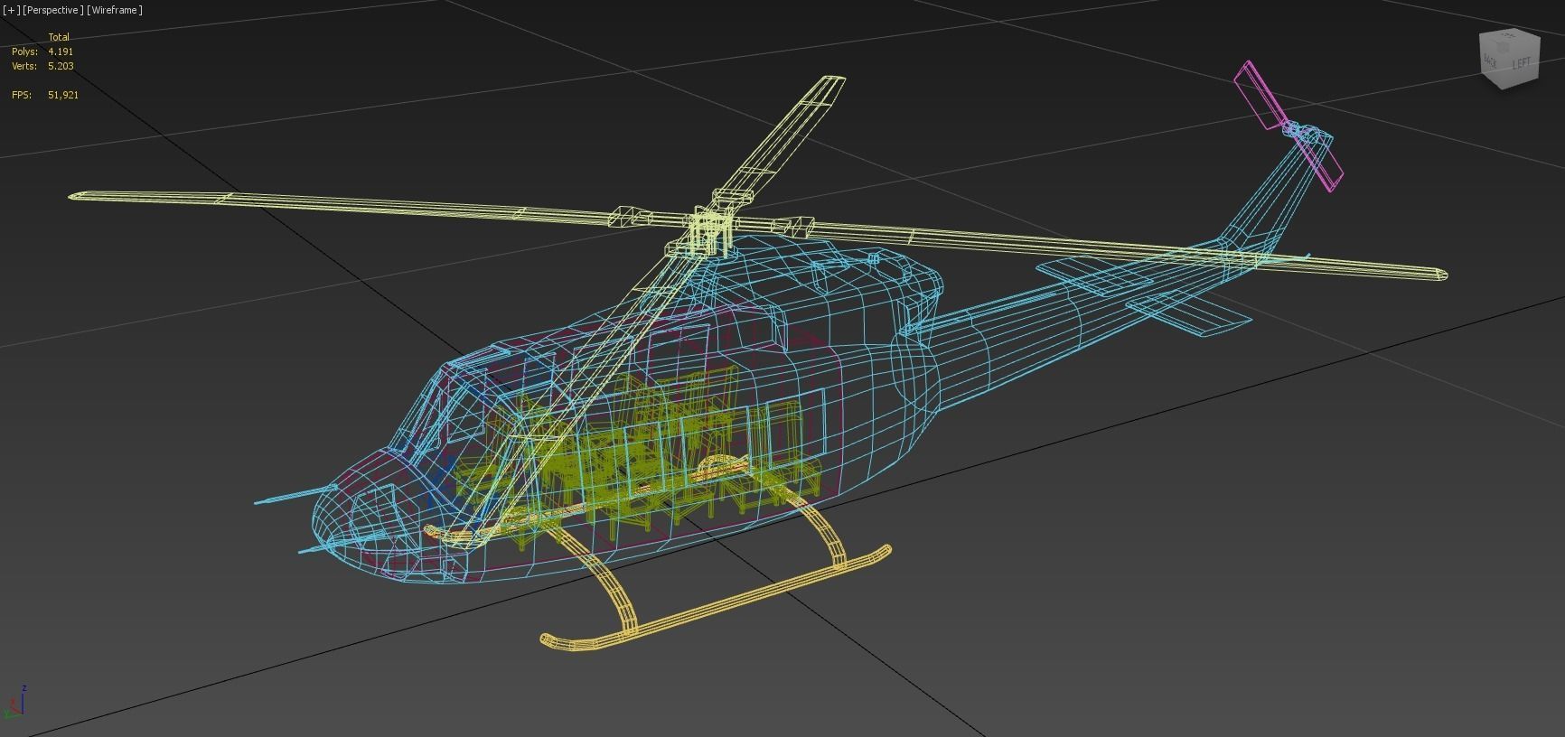 Bell B412 Static Helicopter Low Poly blank Low-poly 3D model_9