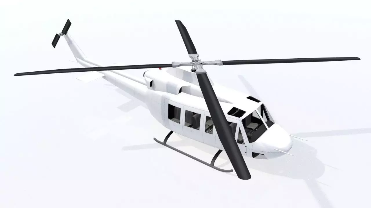 Bell B412 Static Helicopter Low Poly blank Low-poly 3D model_0